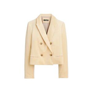 NWT JCrew Velvet Cropped Double Breasted Blazer Jacket Womens 8 Cream BV217 NEW